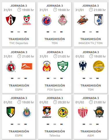 Calendario CopaMx jornada 3 clausura 2017 del futbol mexicano